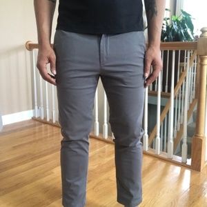 Theory Cotton Tech Stretch Chino Pants Gray 33
